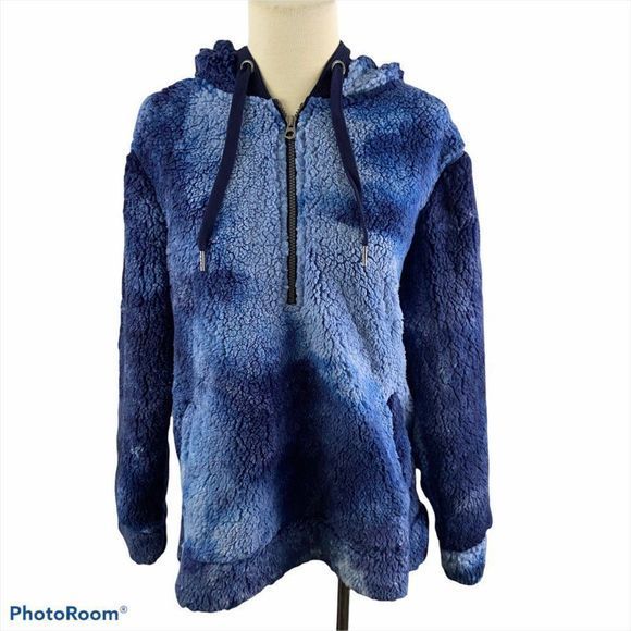 NWT TE VERDE Blue Tie Dye Teddy Bear Hoodie - Picture 9 of 9
